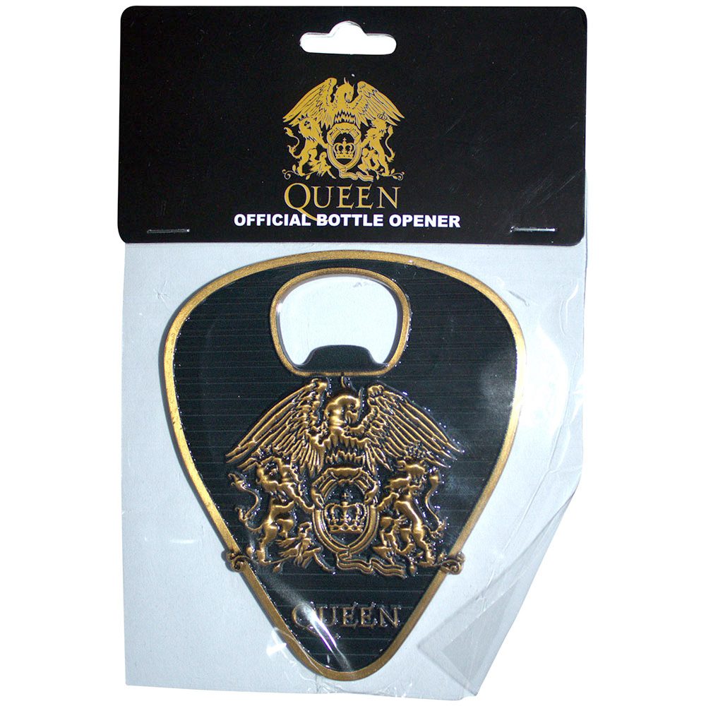 Queen - Gold Crest Plectrum Bottle opener - Black/Gold coloured